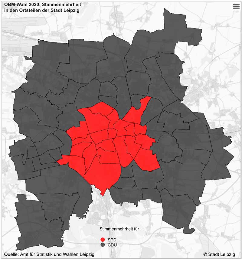 Abstimmungsergebnis in den Stadtteilen